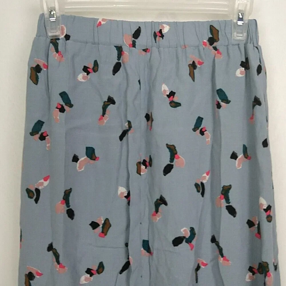 Mello‎ Day Womens sz XS Skirt Blue Printed Full Maxi Elastic Waist Pull On